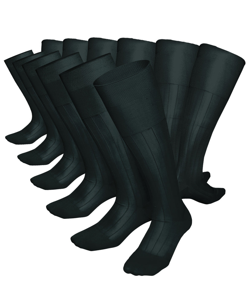 Vittorio Farina Men's Ribbed Shear Nylon Over The Calf Dress Socks