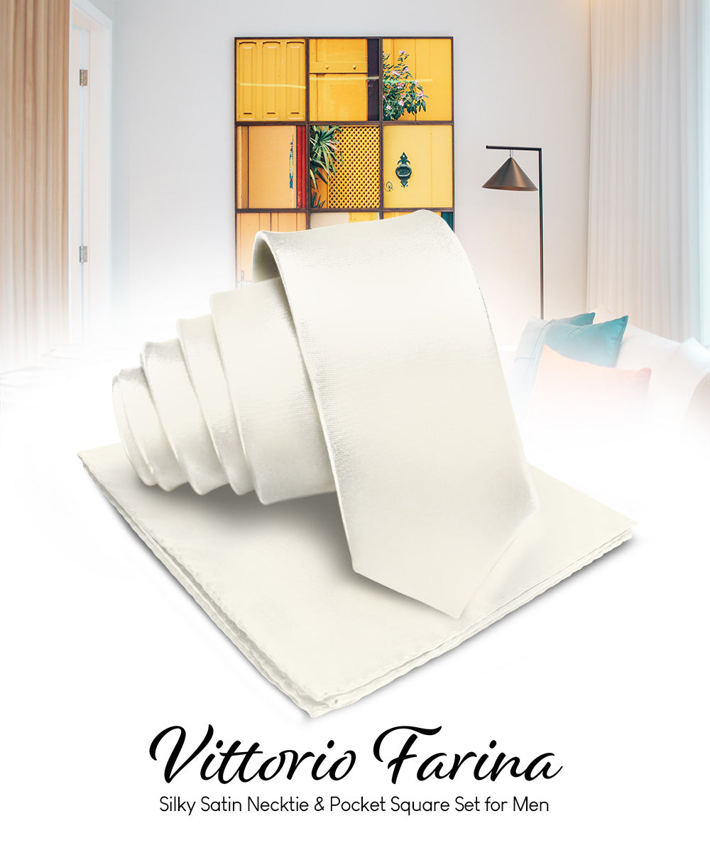 Vittorio Farina Men's Satin Necktie &amp; Pocket Square