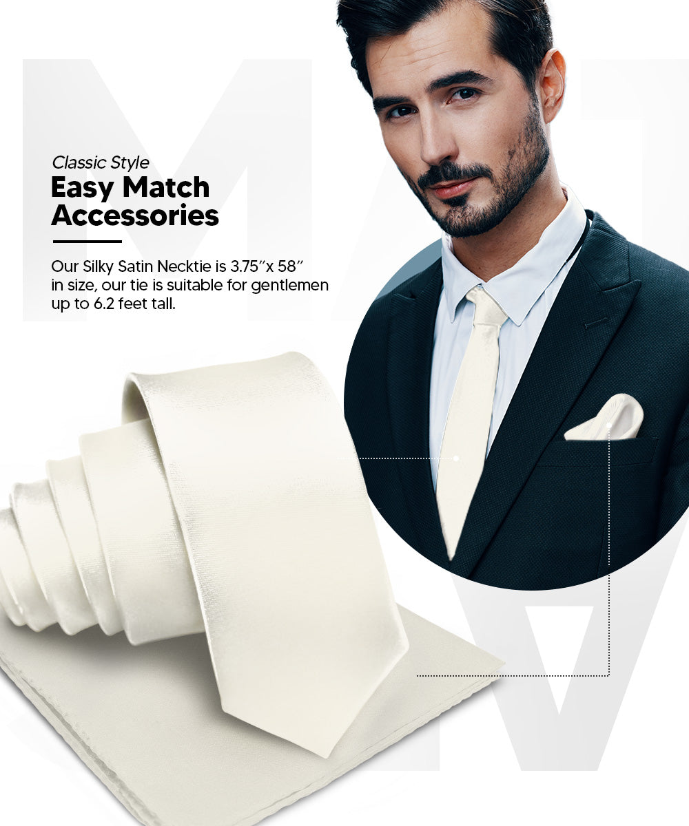 Vittorio Farina Men's Satin Necktie &amp; Pocket Square