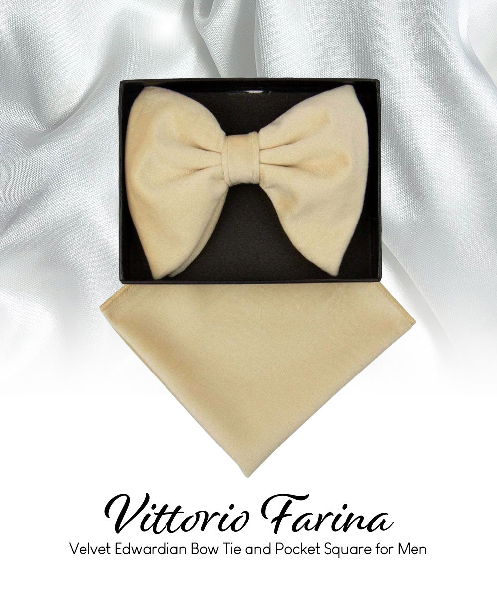 Vittorio Farina Men's Velvet Teardrop Bow Tie &amp; Pocket Square in Gift Box