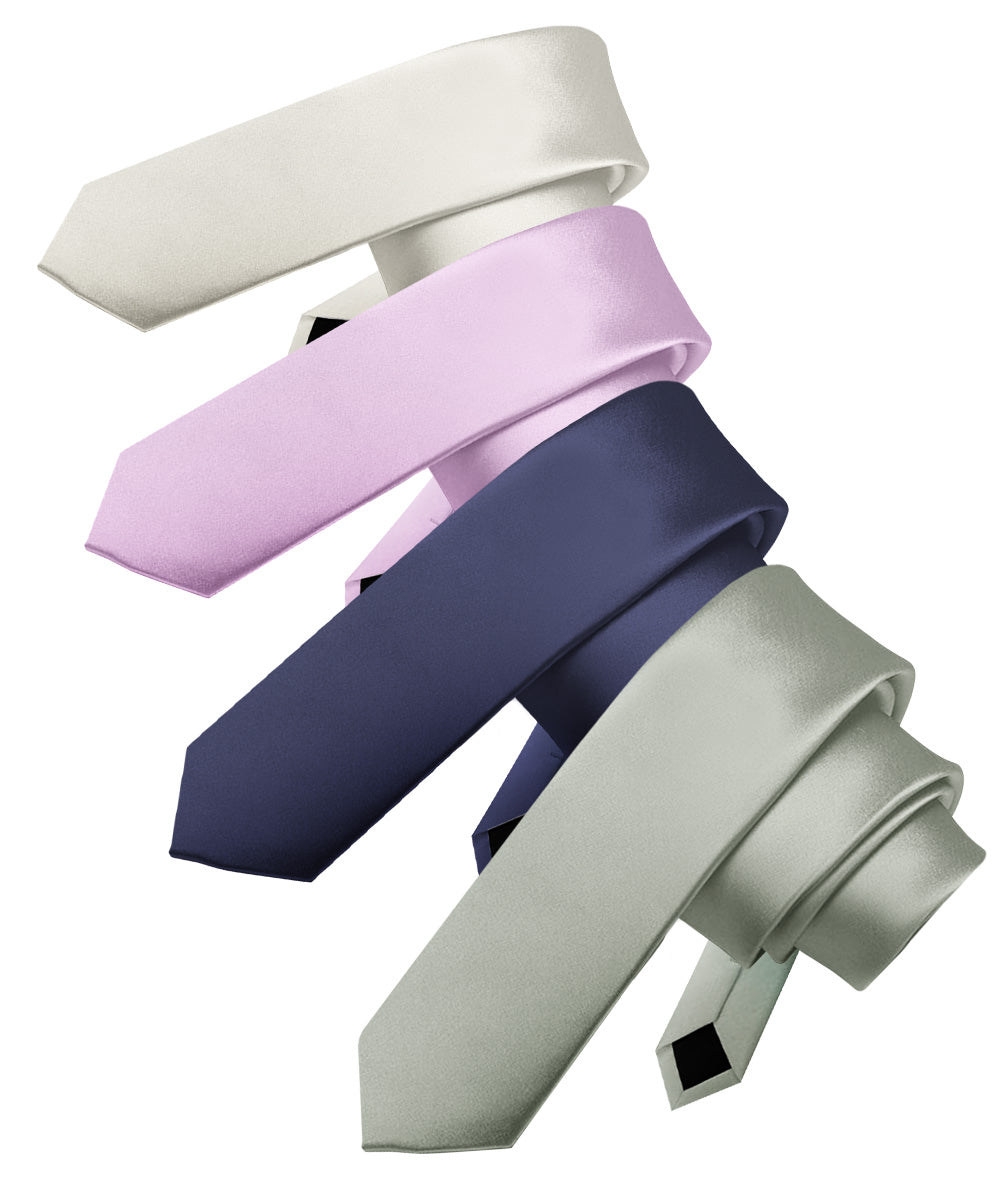 Vittorio Farina Men's Satin Skinny Necktie (Multipack)