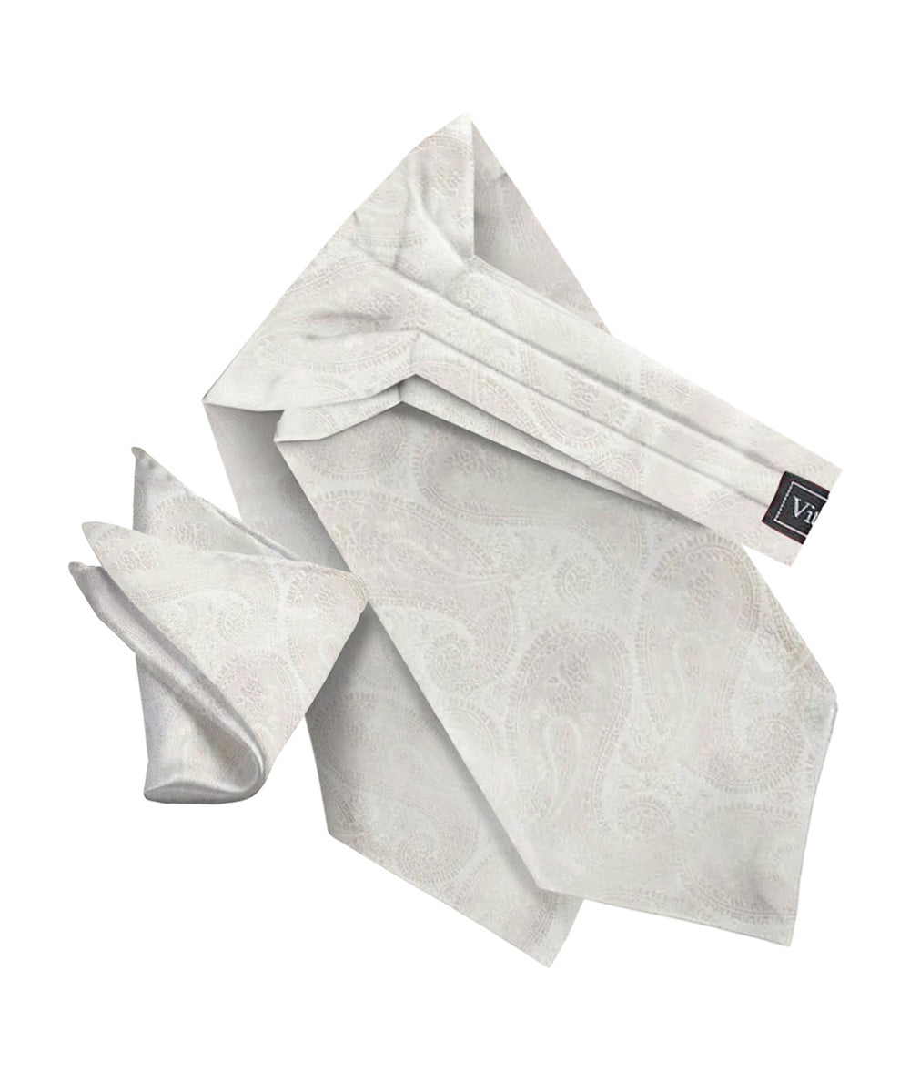 Vittorio Farina Men's Woven Paisley Ascot &amp; Pocket Square
