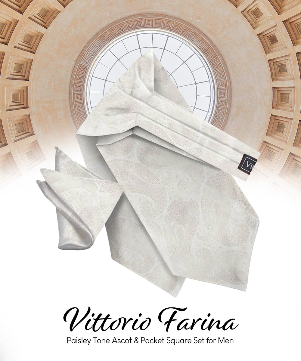 Vittorio Farina Men's Woven Paisley Ascot &amp; Pocket Square