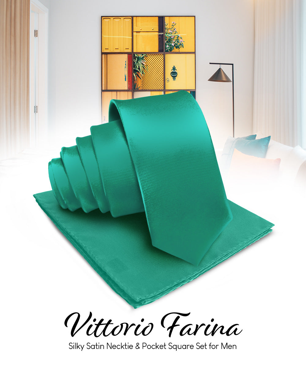 Vittorio Farina Men's Satin Necktie &amp; Pocket Square