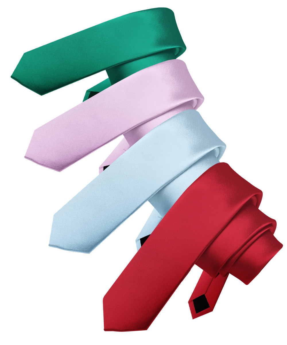 Vittorio Farina Men's Satin Skinny Necktie (Multipack)