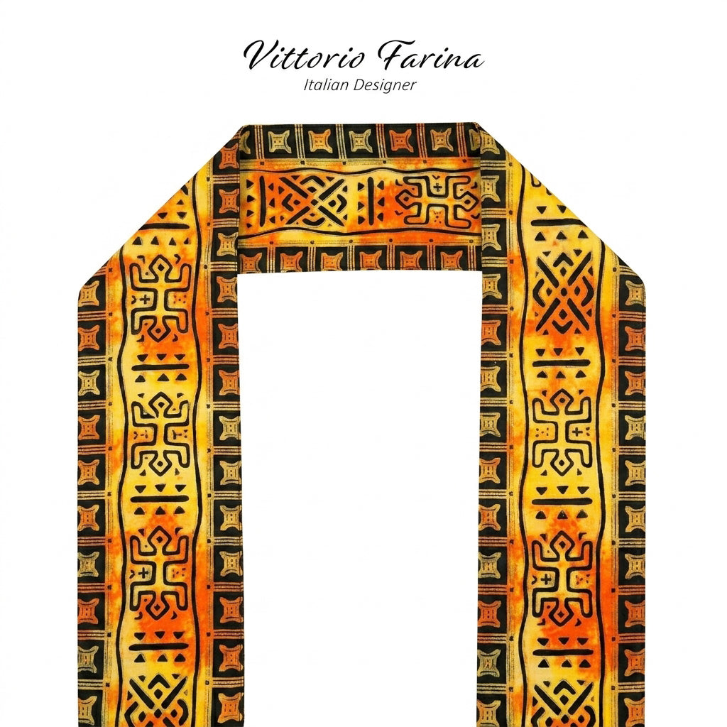 Vittorio Farina Mens' Kente Satin Scarf