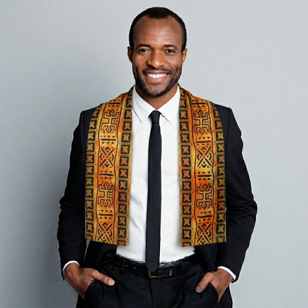 Vittorio Farina Mens' Kente Satin Scarf
