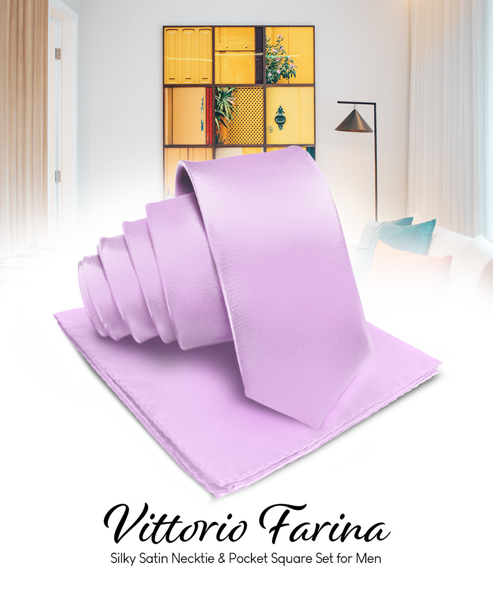 Vittorio Farina Men's Satin Necktie &amp; Pocket Square