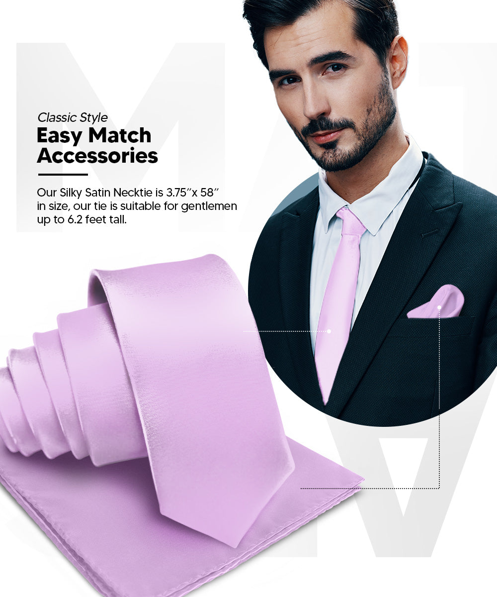 Vittorio Farina Men's Satin Necktie &amp; Pocket Square