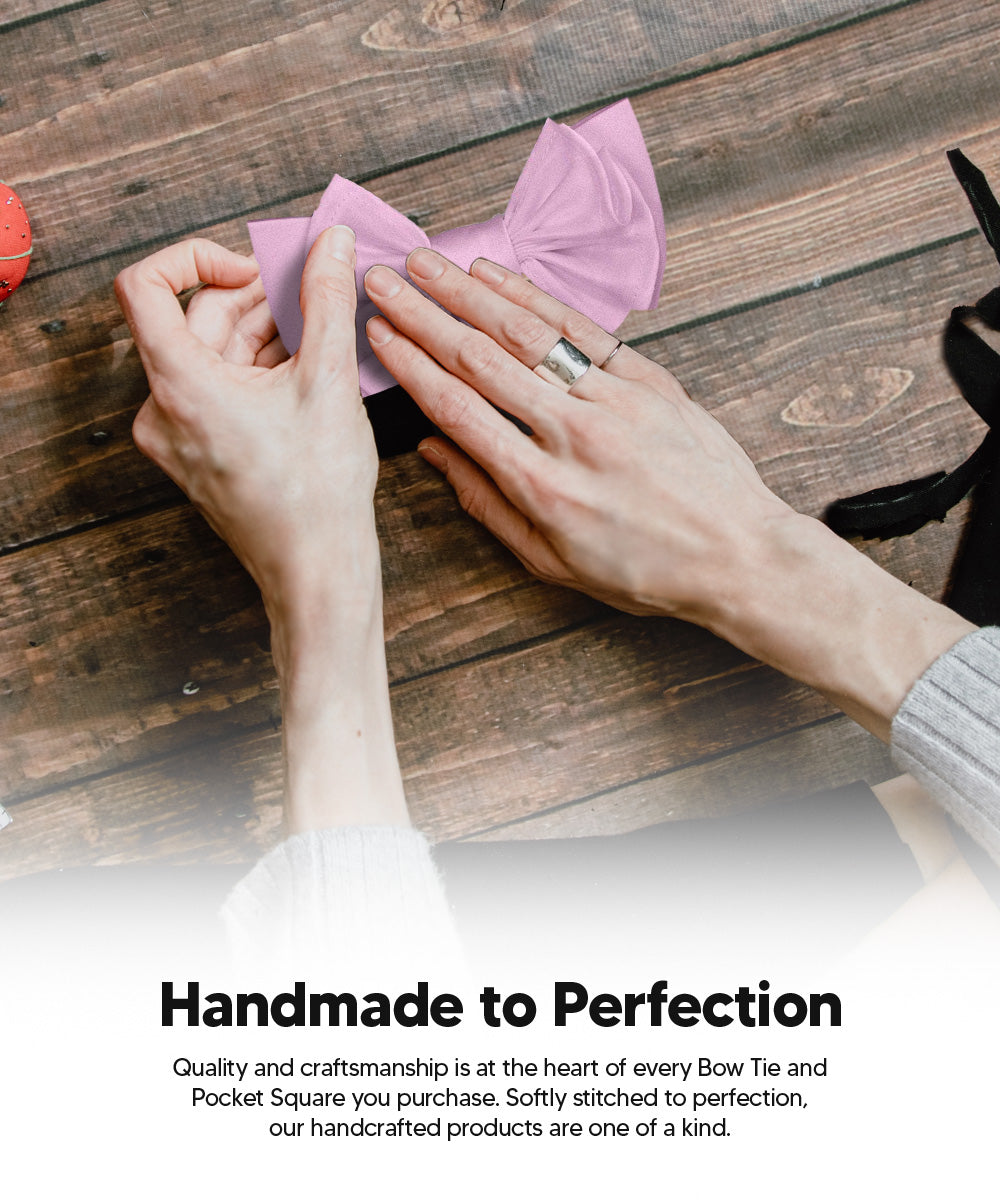 Vittorio Farina Men's XL Solid Satin Bow Tie &amp; Pocket Square in Gift Box