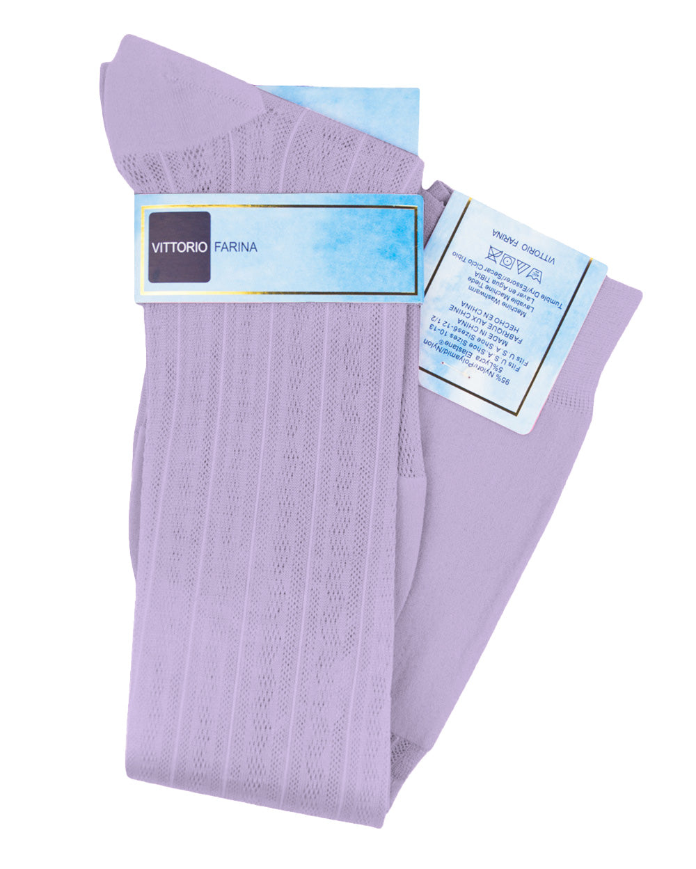 Vittorio Farina Men's Ribbed Shear Nylon Over The Calf Dress Socks