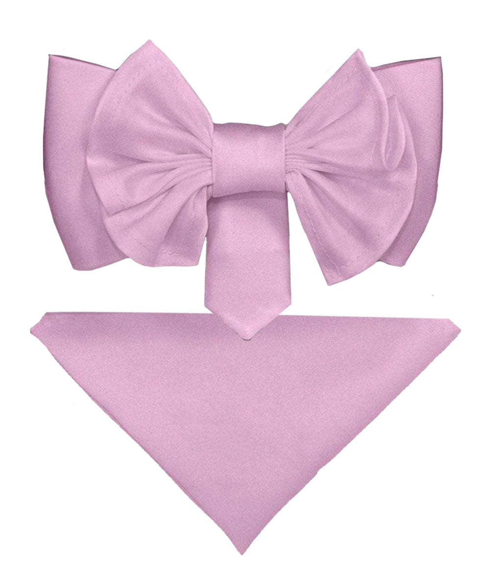 Vittorio Farina Men's XL Solid Satin Bow Tie &amp; Pocket Square in Gift Box