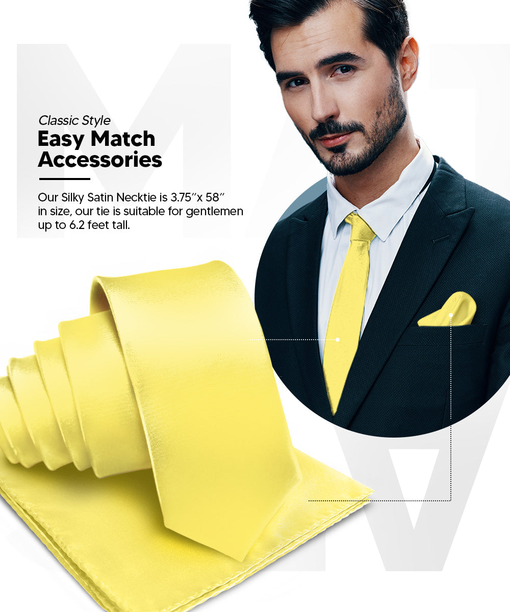 Vittorio Farina Men's Satin Necktie &amp; Pocket Square