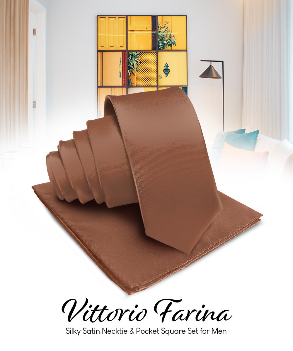 Vittorio Farina Men's Satin Necktie &amp; Pocket Square
