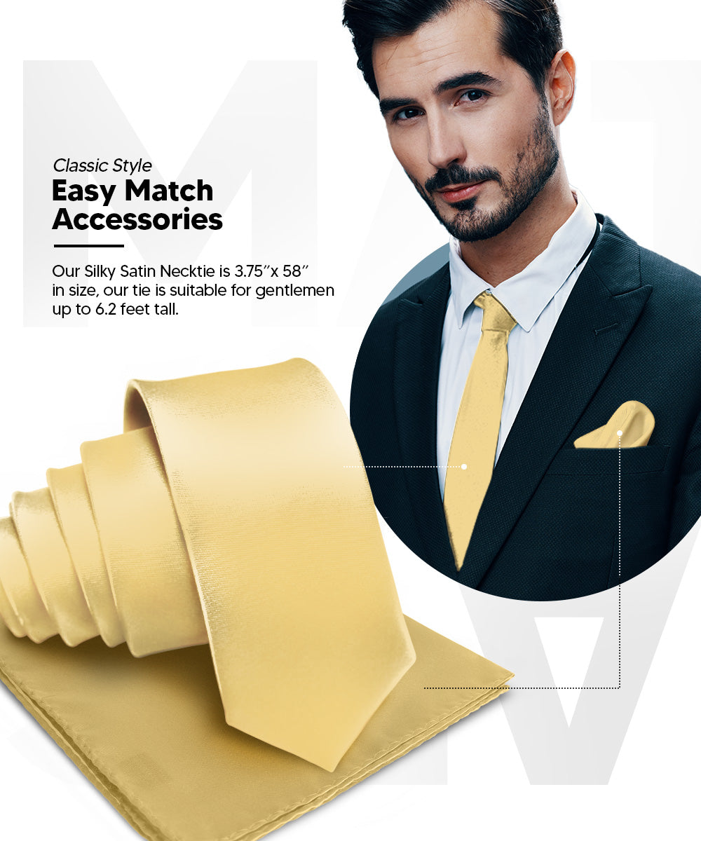 Vittorio Farina Men's Satin Necktie &amp; Pocket Square