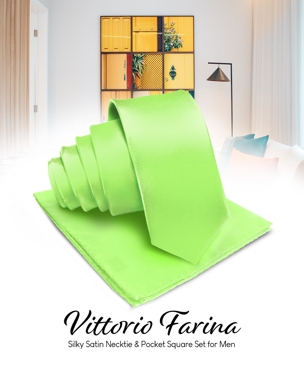 Vittorio Farina Men's Satin Necktie &amp; Pocket Square
