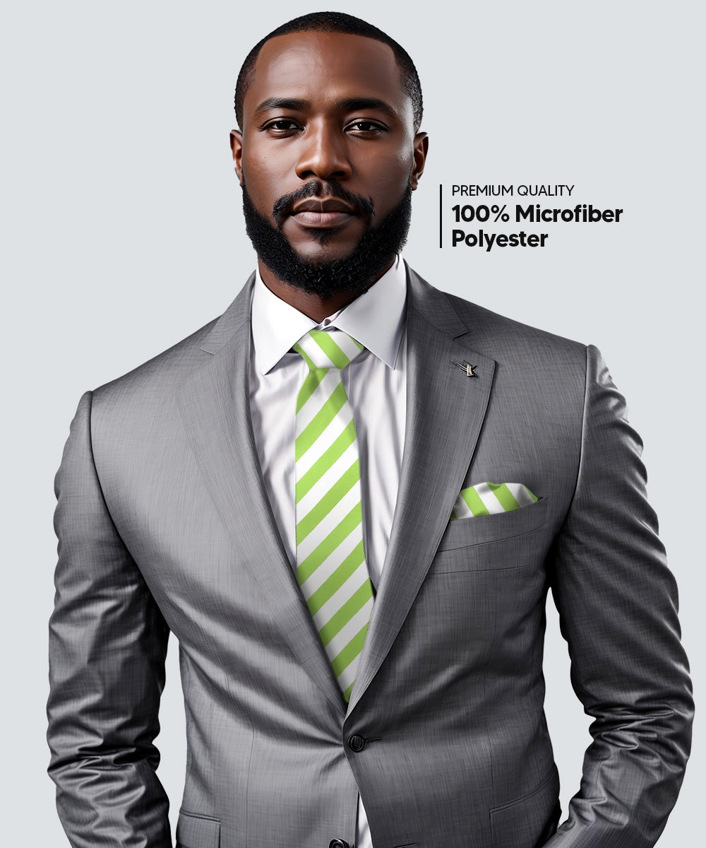 Vittorio Farina Men's Striped Satin Necktie &amp; Pocket Square