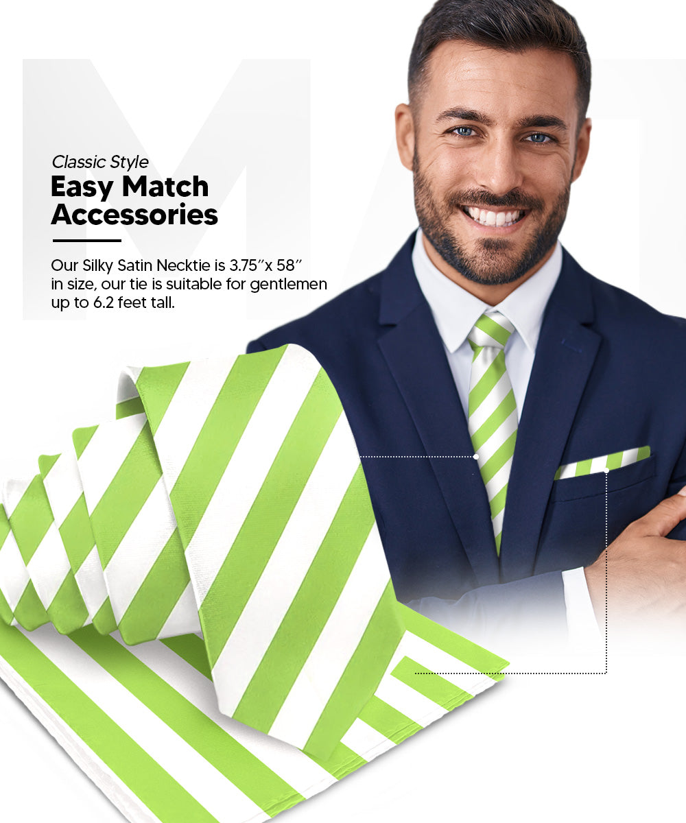 Vittorio Farina Men's Striped Satin Necktie &amp; Pocket Square