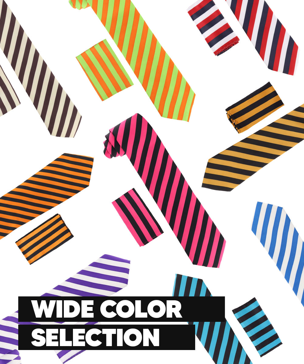 Vittorio Farina Men's Striped Satin Necktie &amp; Pocket Square