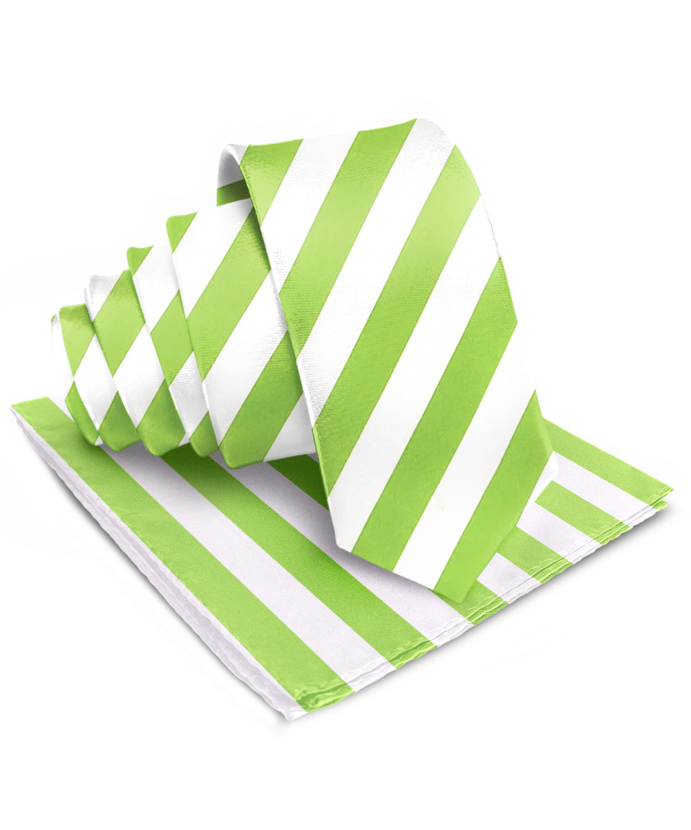 Vittorio Farina Men's Striped Satin Necktie &amp; Pocket Square