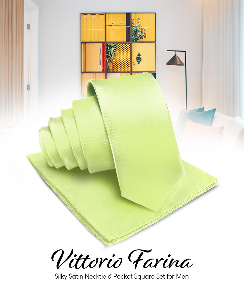 Vittorio Farina Men's Satin Necktie &amp; Pocket Square
