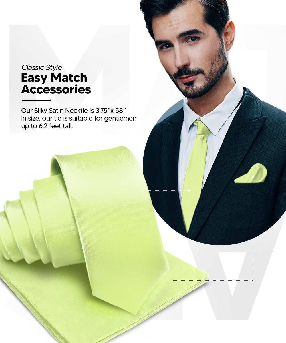 Vittorio Farina Men's Satin Necktie &amp; Pocket Square