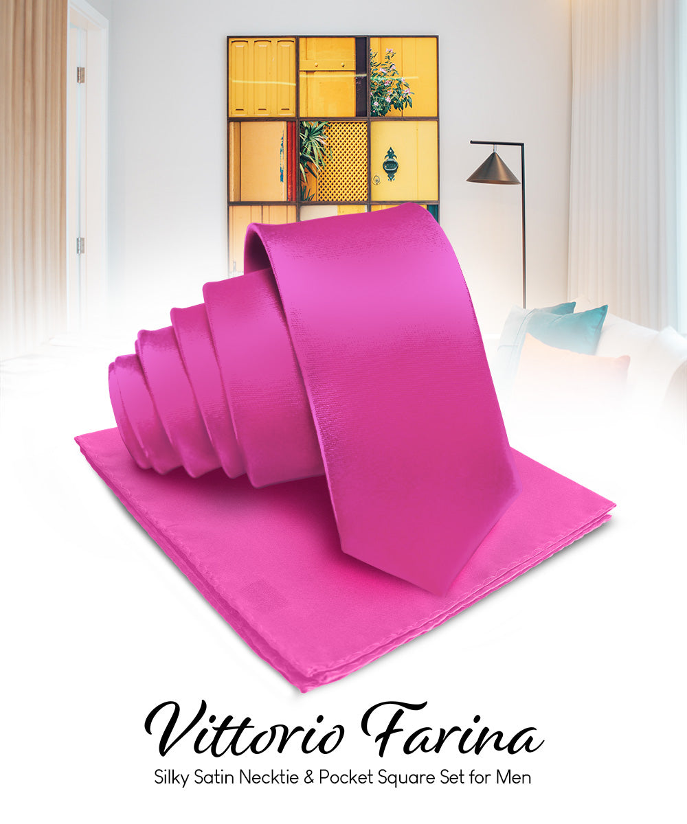 Vittorio Farina Men's Satin Necktie &amp; Pocket Square