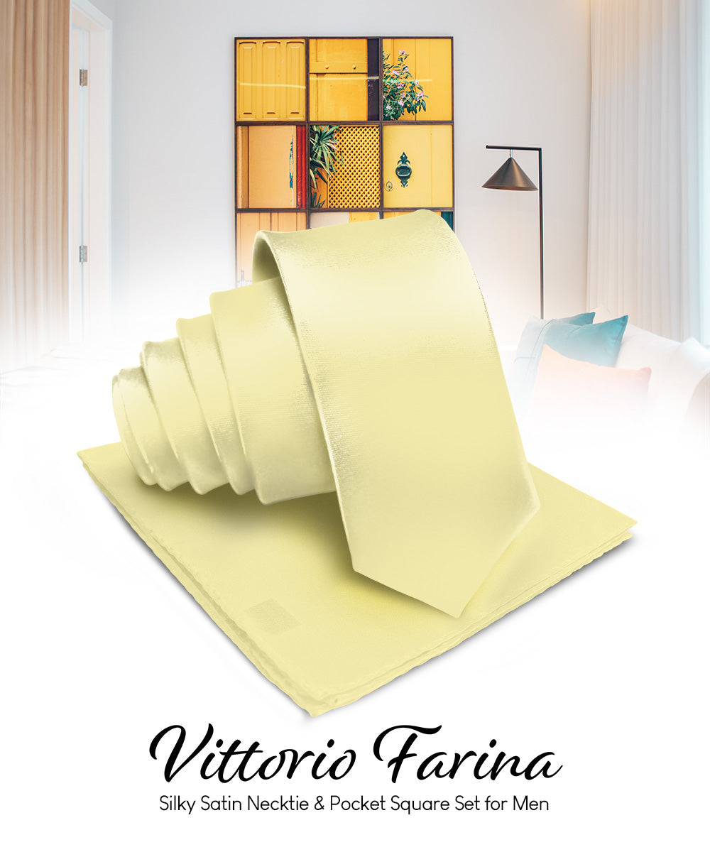 Vittorio Farina Men's Satin Necktie &amp; Pocket Square