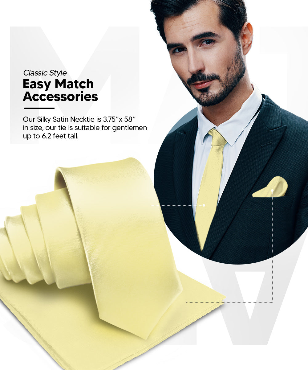 Vittorio Farina Men's Satin Necktie &amp; Pocket Square