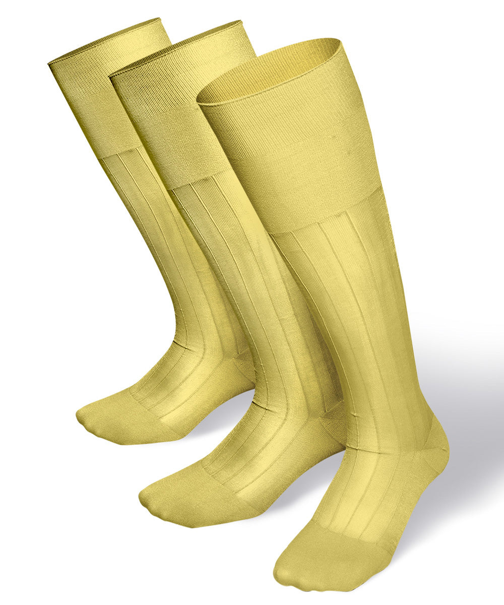 Vittorio Farina Men's Ribbed Shear Nylon Over The Calf Dress Socks