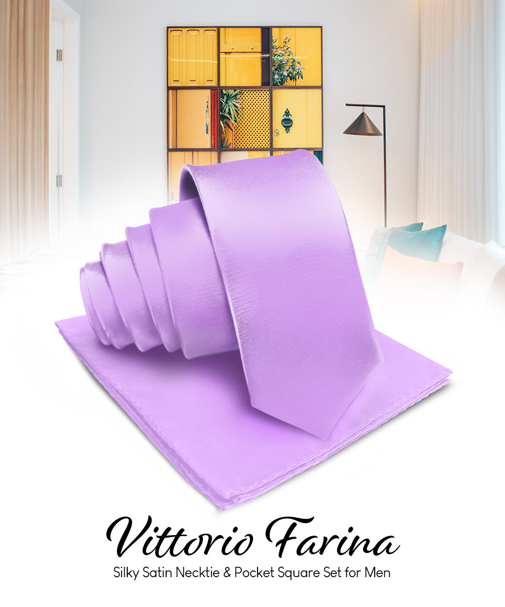 Vittorio Farina Men's Satin Necktie &amp; Pocket Square