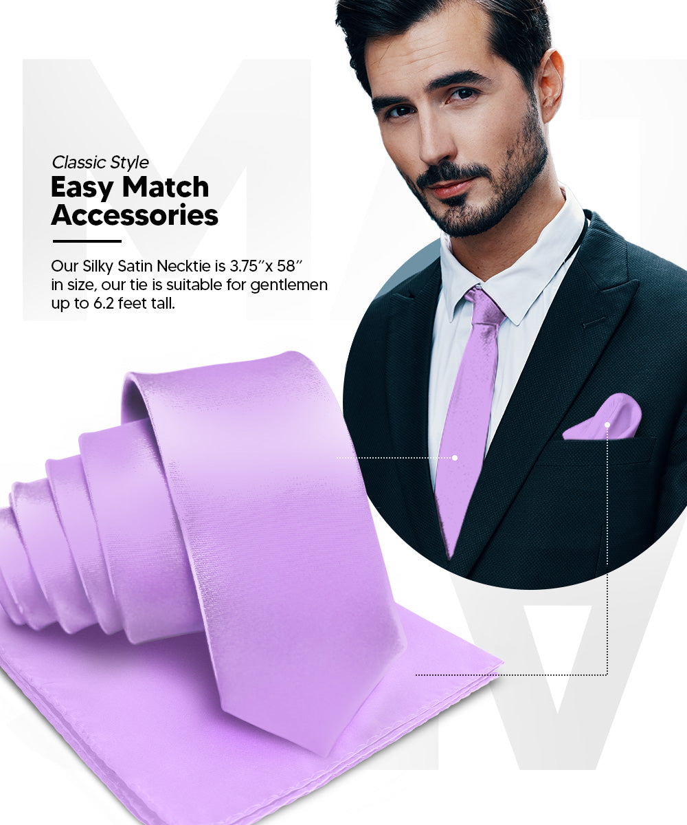 Vittorio Farina Men's Satin Necktie &amp; Pocket Square