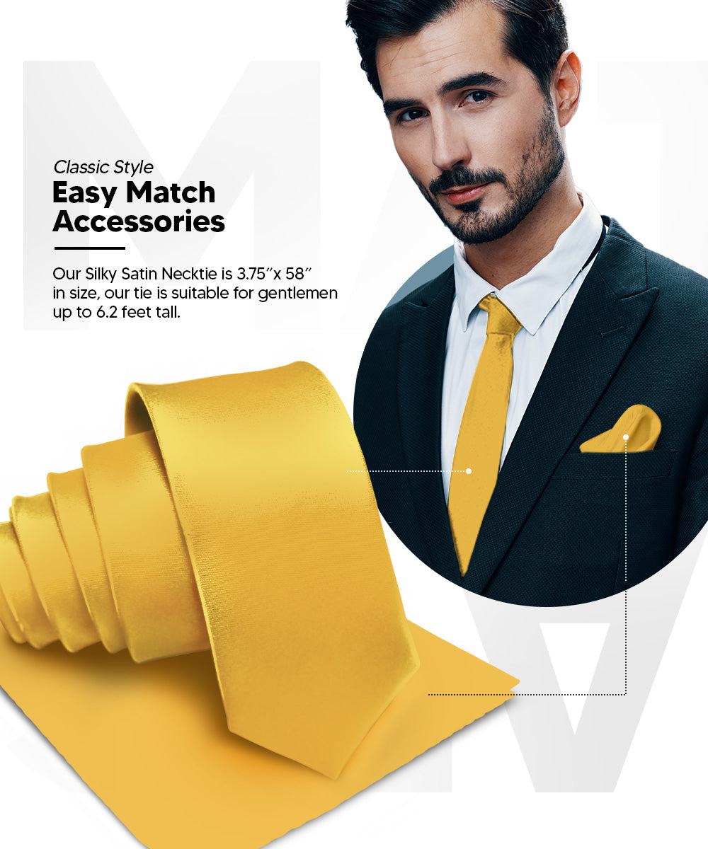 Vittorio Farina Men's Satin Necktie &amp; Pocket Square