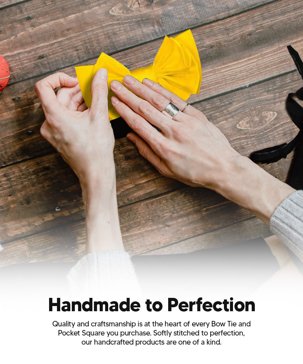 Vittorio Farina Men's XL Solid Satin Bow Tie &amp; Pocket Square in Gift Box