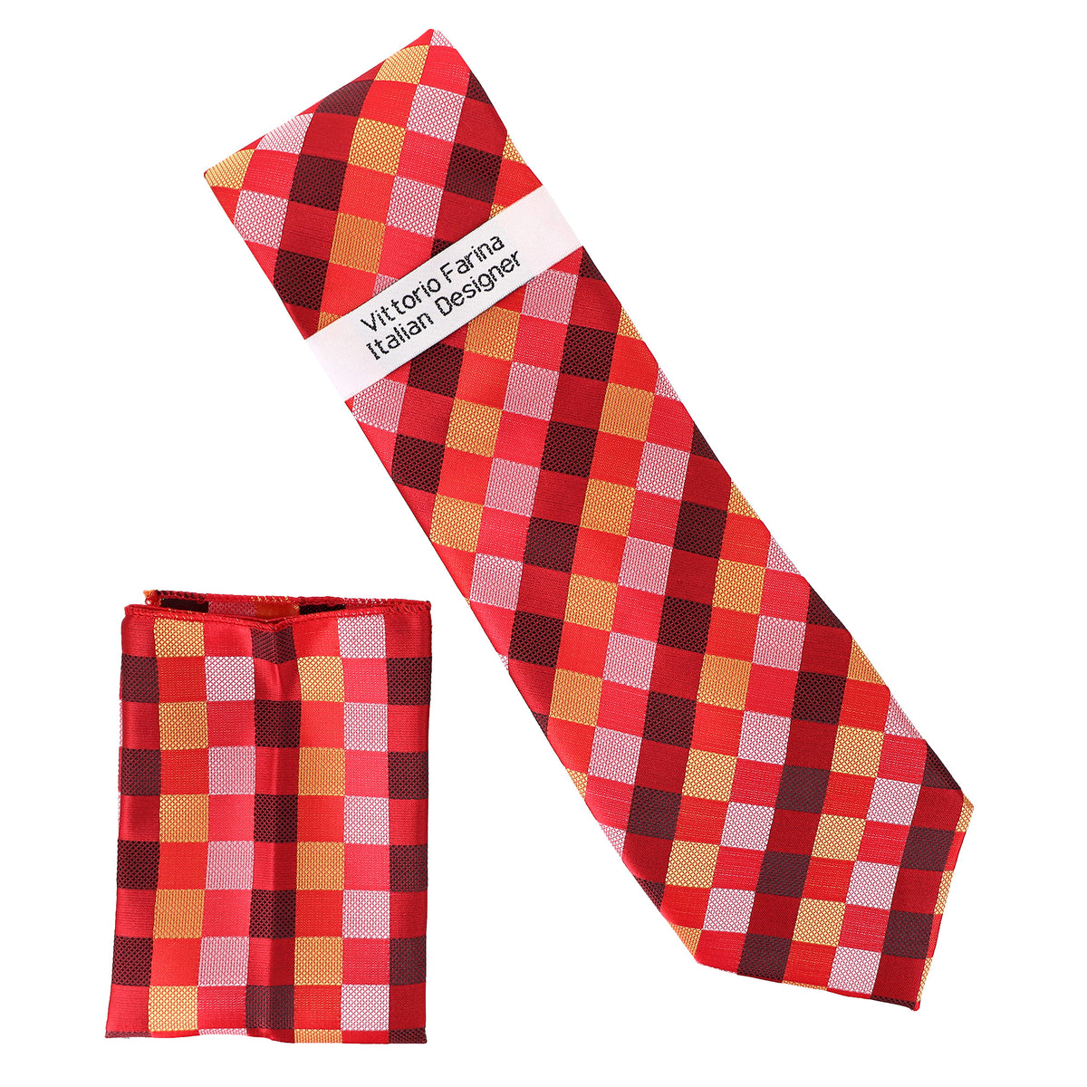 Vittorio Farina Men's Geometric Design Necktie &amp; Pocket Square