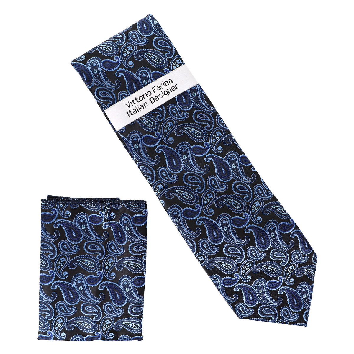 Vittorio Farina Men's Paisley Design Necktie &amp; Pocket Square