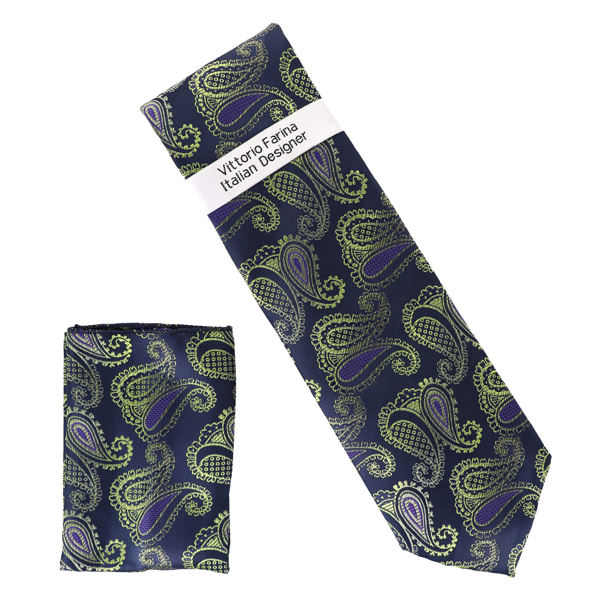 Vittorio Farina Men's Paisley Design Necktie &amp; Pocket Square