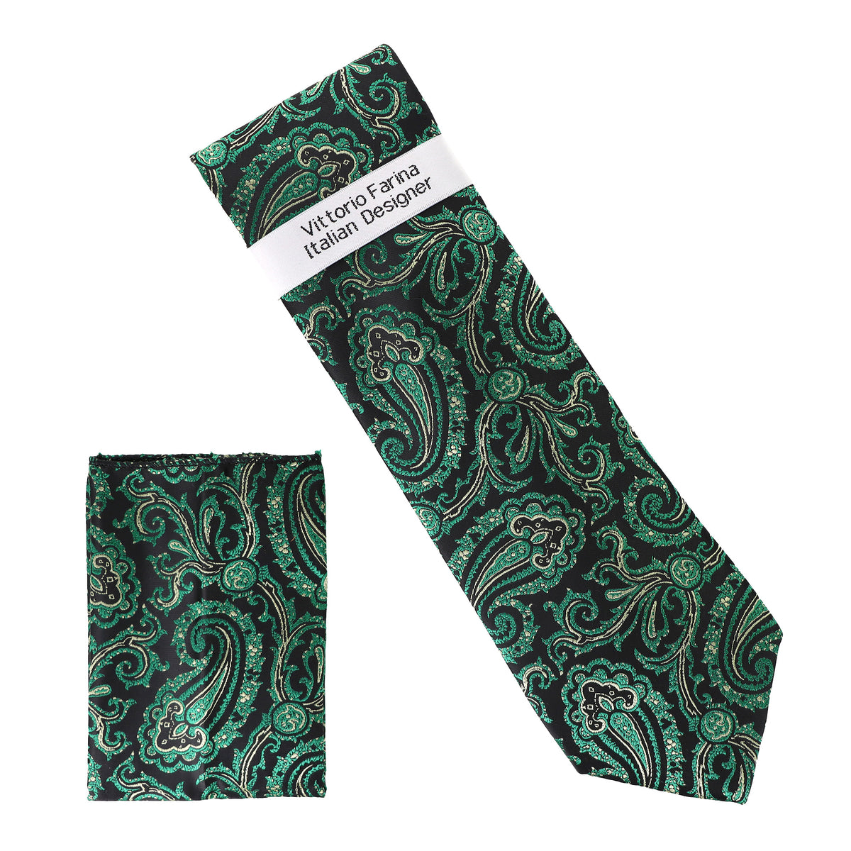 Vittorio Farina Men's Paisley Design Necktie &amp; Pocket Square