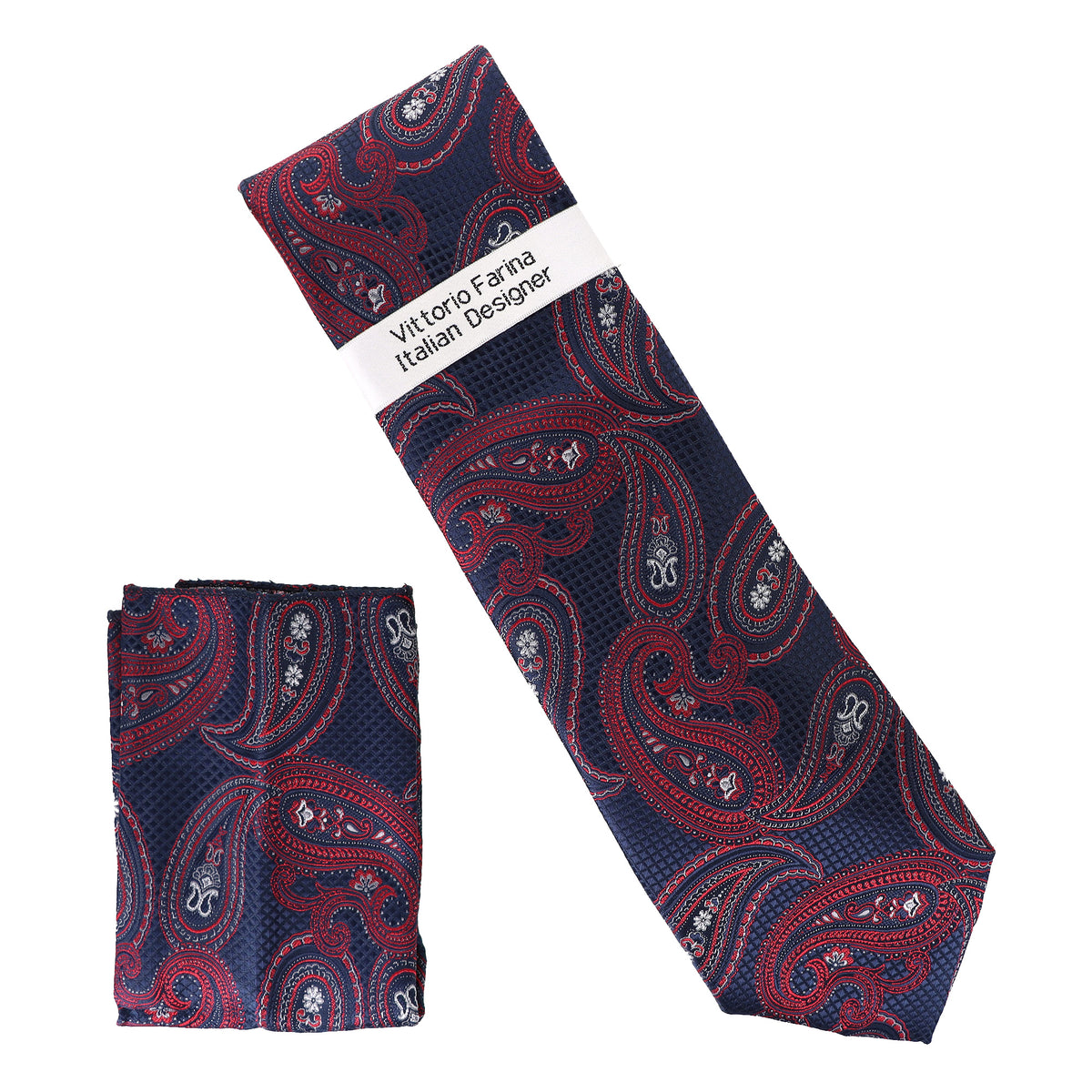 Vittorio Farina Men's Paisley Design Necktie &amp; Pocket Square