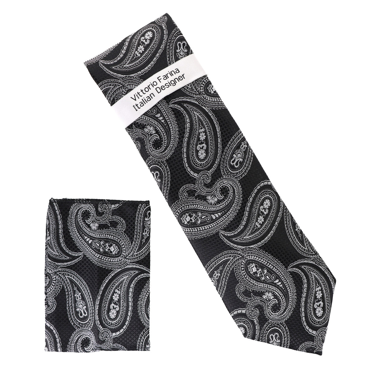 Vittorio Farina Men's Paisley Design Necktie &amp; Pocket Square