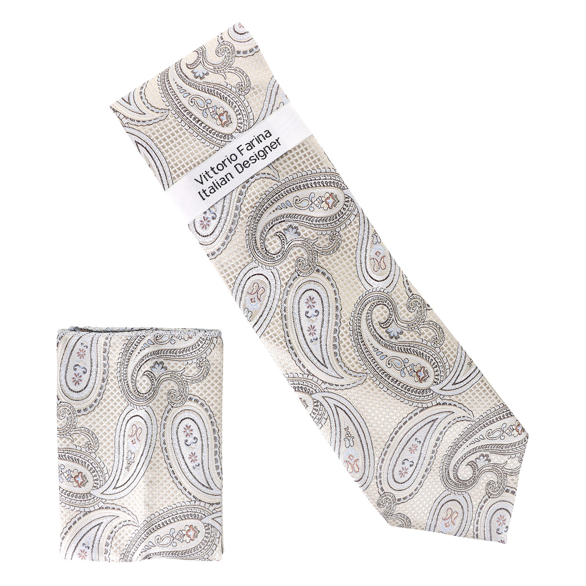 Vittorio Farina Men's Paisley Design Necktie &amp; Pocket Square