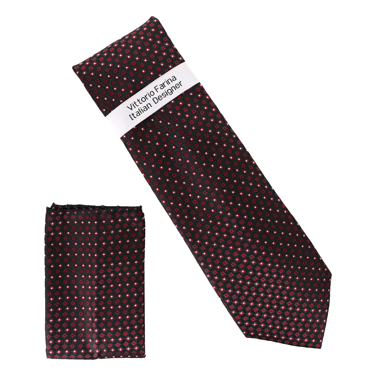 Vittorio Farina Men's Geometric Design Necktie &amp; Pocket Square