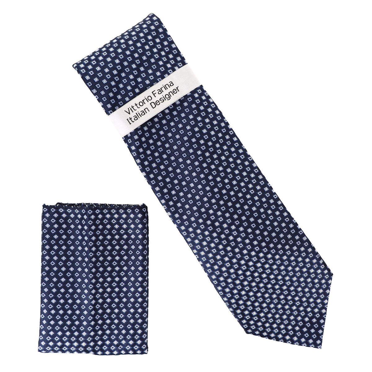 Vittorio Farina Men's Geometric Design Necktie &amp; Pocket Square