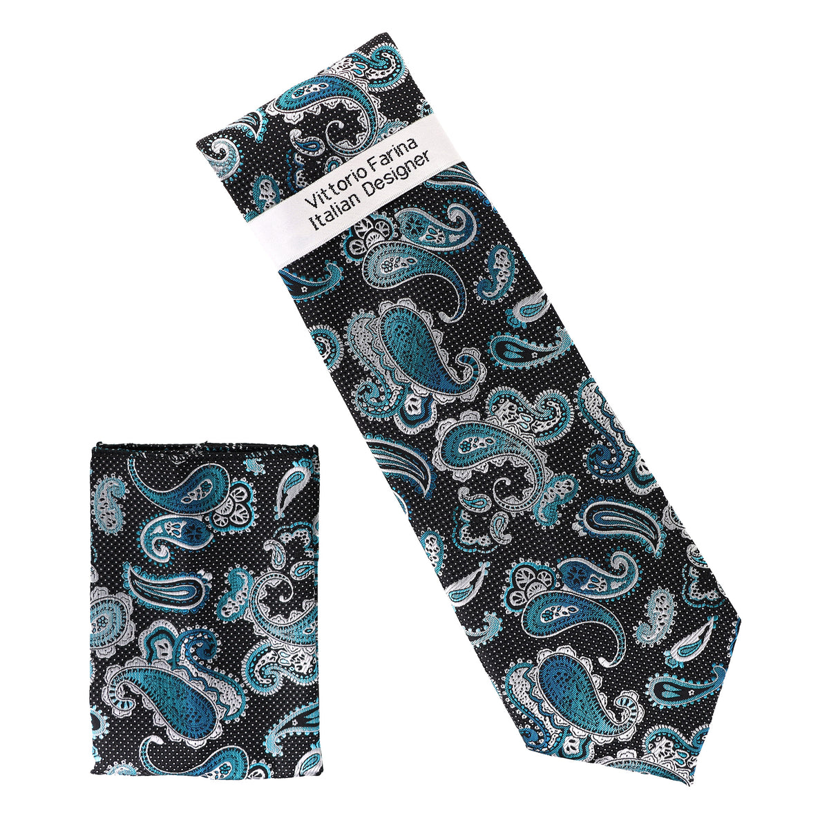Vittorio Farina Men's Paisley Design Necktie &amp; Pocket Square