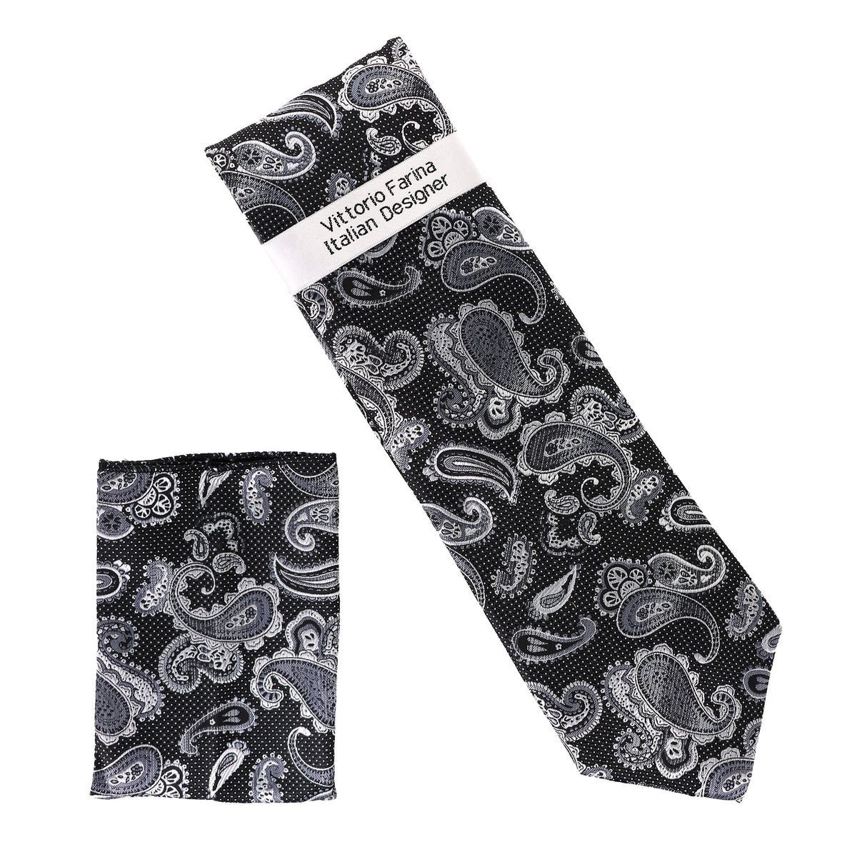Vittorio Farina Men's Paisley Design Necktie &amp; Pocket Square