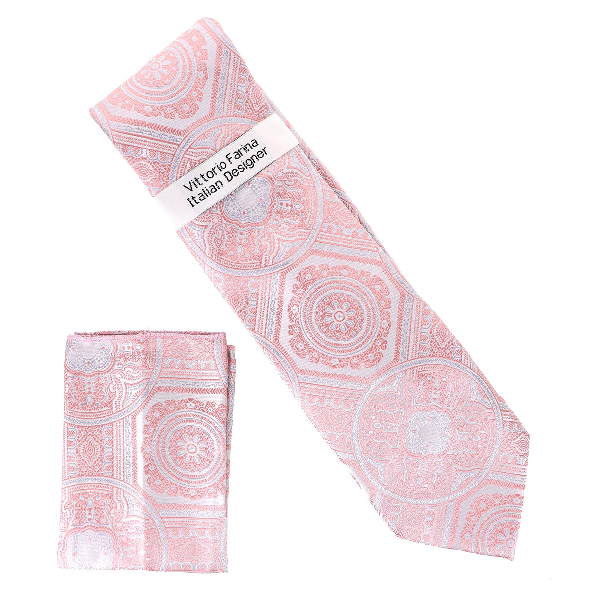Vittorio Farina Men's Geometric Design Necktie &amp; Pocket Square