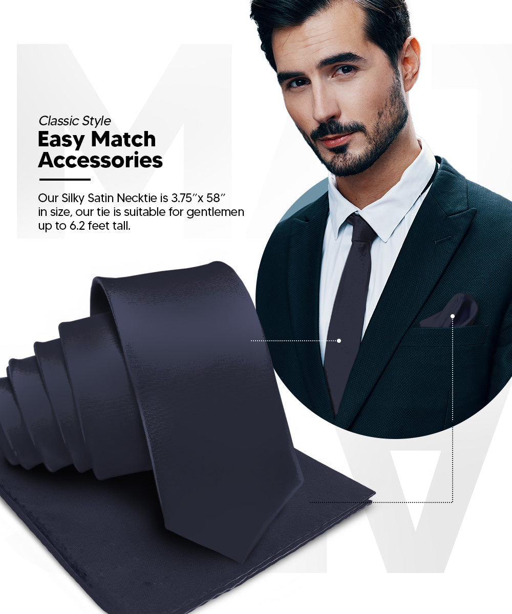 Vittorio Farina Men's Satin Necktie &amp; Pocket Square