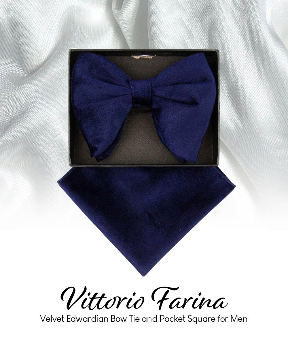 Vittorio Farina Men's Velvet Teardrop Bow Tie &amp; Pocket Square in Gift Box