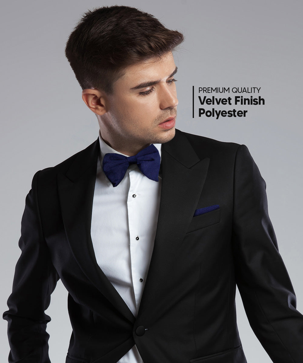 Vittorio Farina Men's Velvet Teardrop Bow Tie &amp; Pocket Square in Gift Box