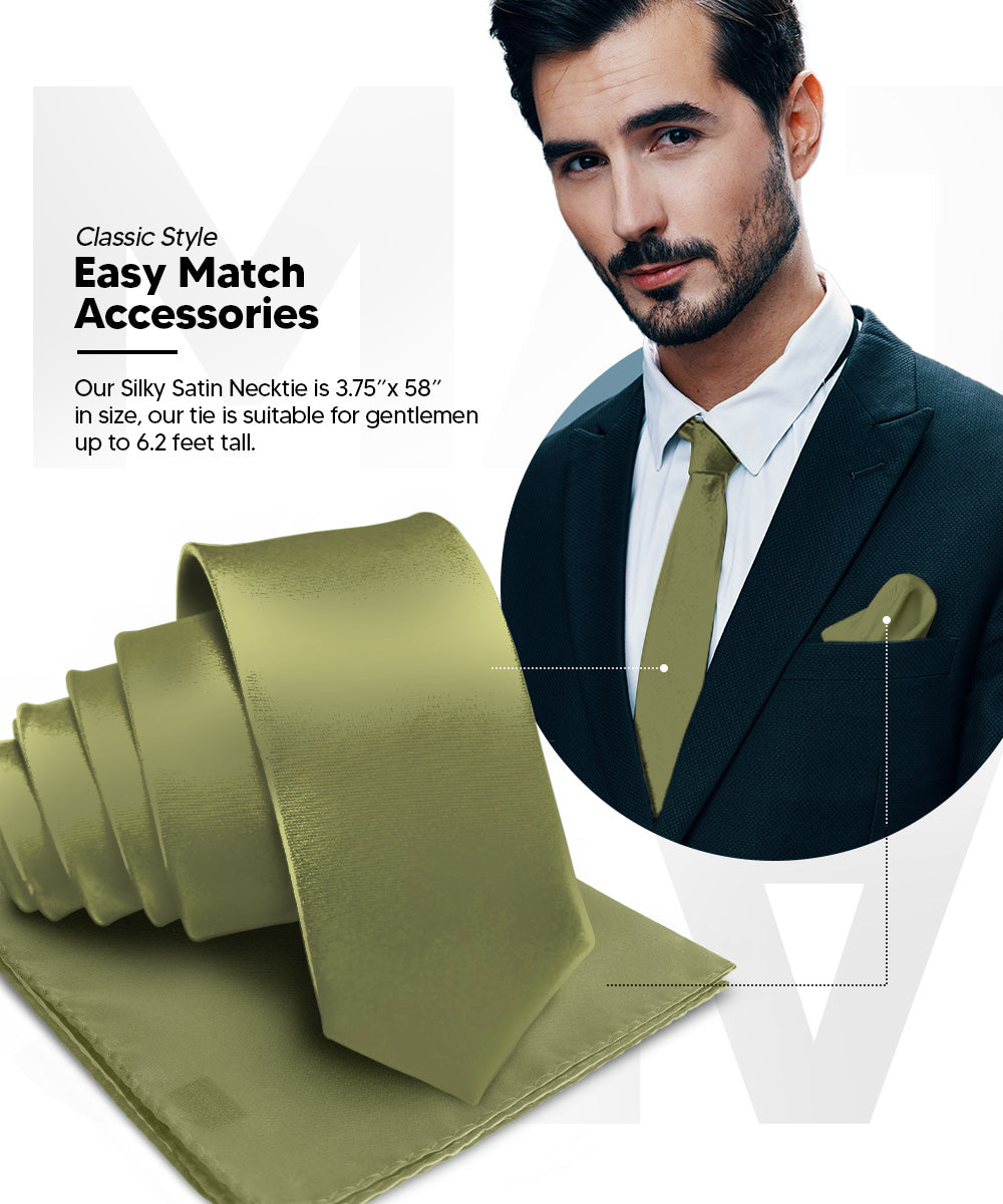 Vittorio Farina Men's Satin Necktie &amp; Pocket Square